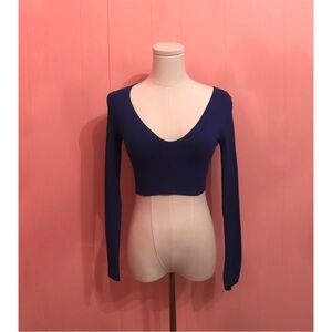 Garage Blue Women's V-Neck Crop Top